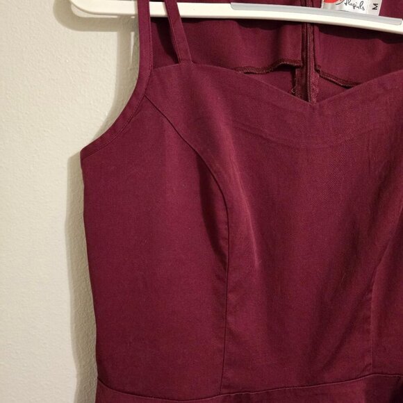 ALAGIRLS M Size Sleeveless Princess Fit & Flare Midi Dress maroon/burgundy - Picture 4 of 9